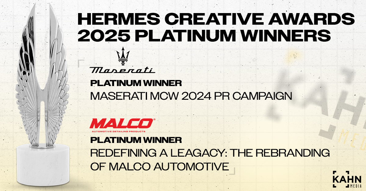 KAHN MEDIA RECEIVES TWO PLATINUM HERMES CREATIVE AWARDS FOR WORK WITH MASERATI & MALCO